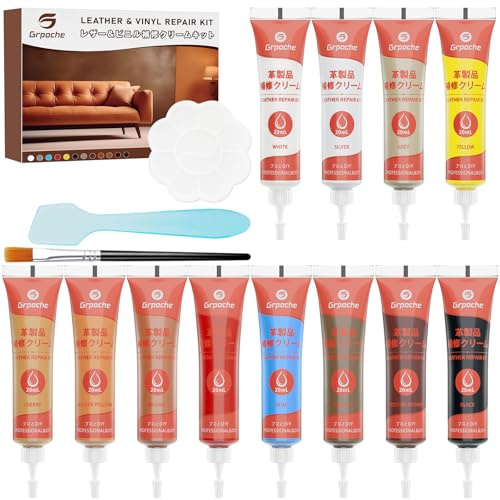 Leder Reparatur Set, 12 Farben Lederreparatur Creme, Leder Kratzer Reparatur Paste Ausbessern von Kratzern und Gebrauchsspuren für Sofa, Autositzen, Lederprodukten