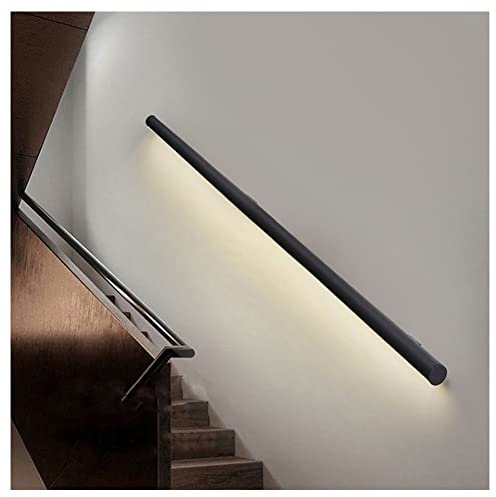 Pasamanos de aluminio con luz LED para escalera, pasamanos largo montado en la pared con luces negras, barandilla para interiores y exteriores, barandilla para escalera de cubierta de 0,5 m