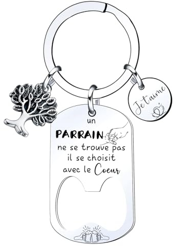 LKJHGF Porte Clé Parrain Cadeau Parrain Cadeau Parrain Marraine Demande porte cle veux tu etre mon parrain Porte Clef Personnalisé Cadeau Homme Anniversaire Cadeau Fête Des Pères