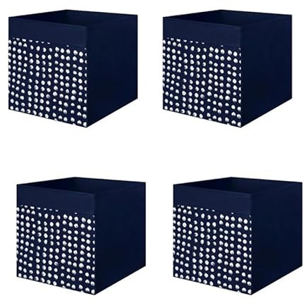 Generisch DRÖNA Fach Box (4er Set Pack), dunkelblau/weiß, 33x38x33 für Kallax Regale (IKE_SONDERPOSTEN)