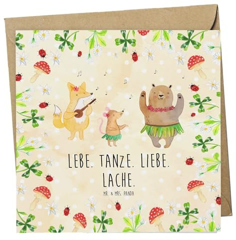 Mr. & Mrs. Panda Glückwunschkarte Waldtiere Aloha - Geschenk, Bär, doppelkarte, Grußkarte, faltkarte, Wald, Klappkarte, Hase, Igel, Lachen, Lustige Sprüche