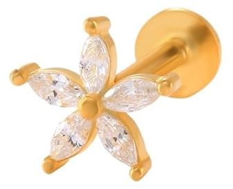 Orecchini con zirconi S925 for Piercing al Padiglione Auricolare Dorato da Donna(Golden-#22)
