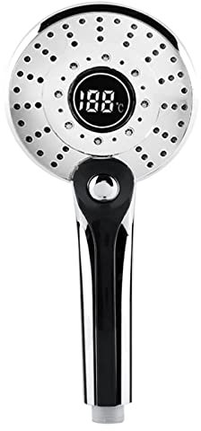 KXAOXGRC Shower Head Showerheads， LED Digital Shower Nozzle Handheld Spa Shower Nozzle Temperature Control Bathroom High Pressure Water Saving Shower Nozzle Showerheads(Plating)