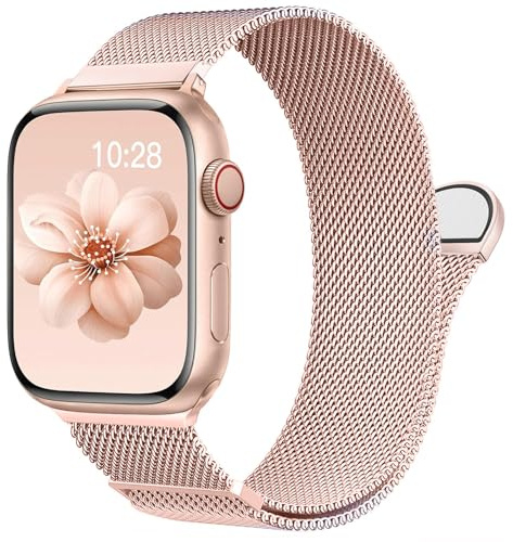 MRAIN-H Milanese Loop Compatible with Apple Watch Straps 38mm 40mm 41mm 42mm 44mm 45mm 46mm 49mm, Magnetic Metal iWatch Strap for Women Men, Series 11 10 9 8 7 SE Ultra