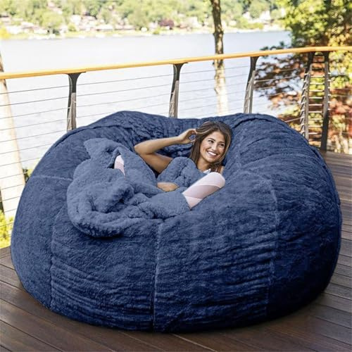 Puff Poltrona a Sacco Fodera Bean Bag Chair Cover Casa Spugna Letto Pouf Fodere per Sedia Grande Divano Rotondo Morbido Morbido Rivestimento Senza Imbottitura Solo Rivestimento Grigio