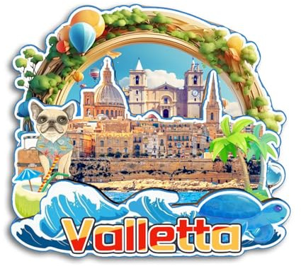 Quwsne La Valletta Malta 3977 - Calamita da frigorifero per souvenir da viaggio, regali turistici 3D, monumenti classici, artigianato fatto a mano, decorazione per la casa