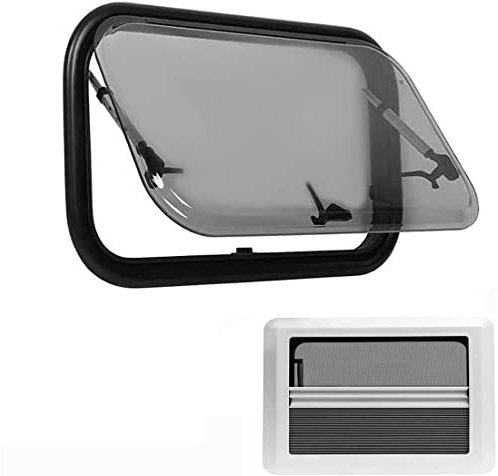Ventana para autocaravana, ventana lateral, ventana para furgoneta camper, ventana de empuje exterior para caravana, ventana para caravana con persiana enrollable integrada y mosquitera, para carava