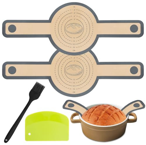 Tappetino da forno in silicone per forno olandese, 2 pezzi, tappetino da forno, tappetino per impasto, pennello per olio, manico lungo, antiaderente e riutilizzabile in silicone per impasto, macarons