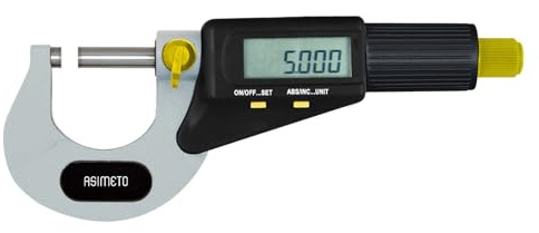 ASIMETO Digitale Bügelmessschraube, Messbereich 75-100 mm | Digital, Ablesung 0,001 mm, Absolut-Messmodus, Hartmetall-Messflächen, mit Ratsche, Messbereich 75-100 mm, inkl. Etui