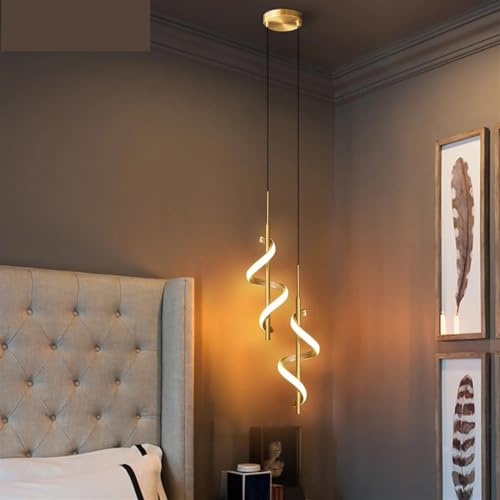 Lampe Suspendue Led Chambre à Coucher à Côté du Lit Salle à Manger Éclairage Intérieur Luminaire Suspendu Luminaire Décoratif Lampe 1 Pièce, SAGESWA, Double noir, 3 couleurs