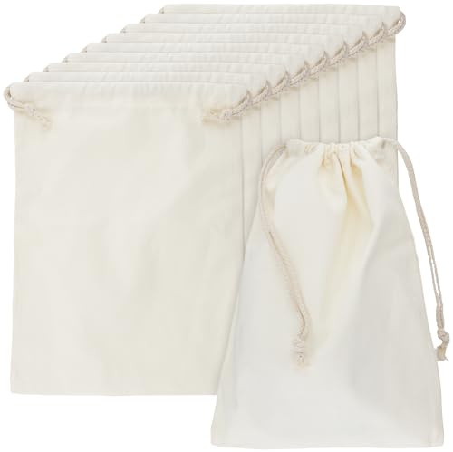 ZOENHOU 10 Bolsas de algodón con cordón de 30 x 40 cm, Bolsas de Almacenamiento Reutilizables para Zapatos, Accesorios de Viaje y Embalaje de Regalo (Beige)