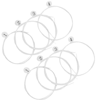 8 Stück Transparente Nylon Ukulelensaiten für Musikinstrumente | Weißes 4 Stück Je Stärke 0,24/0,28/0,32/0,34mm, Zubehör zum Austauschen