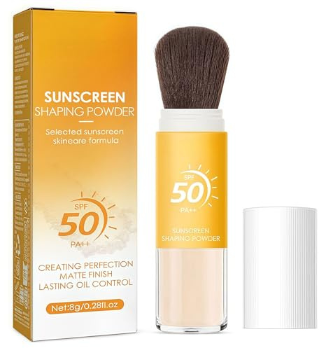 Mineral Powder Sunscreen Brush, Scalp Sunscreen SPF 50, Mineral Sunscreens for Face & Body, SPF Powder Sunscreens, Lightweight Matte Sun Protection Powders, Lasting Breathable Coverage
