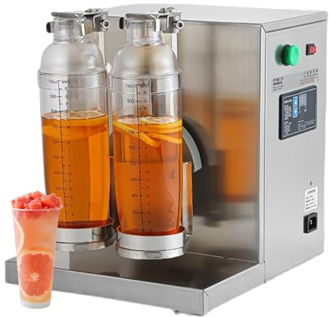 Shaker Électrique pour Thé au Lait, Shaker à Double Tasse, Réglable de 1 à 120 s, en Acier Inoxydable, deux Tasses de 700 Ml pour Thé aux Perles, Boba et Thé