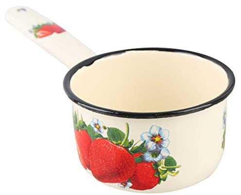 Abaodam Pentola Smaltata Manico Scaldalatte Pentola Per Sciogliere Burro Mestolo Per Acqua Da Cucina Tazza Design Retrò Superficie Liscia Facile Da Pulire e Utilizzare Fondo Piatto Conduzi