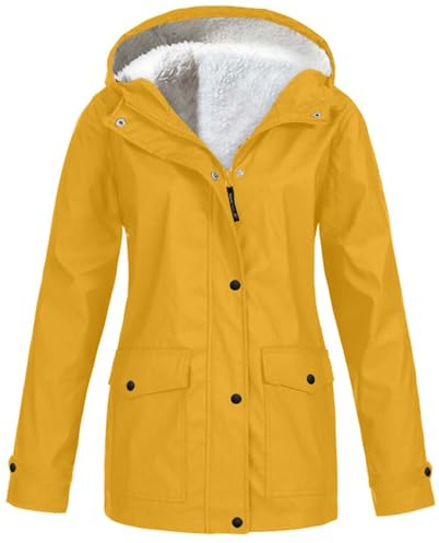 Chaqueta softshell para mujer, larga, impermeable, chaqueta de invierno para mujer, cálida forro polar, chaqueta de lluvia con cremallera, impermeable con capucha, resistente al viento, parka