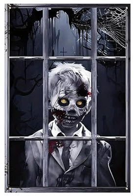 XFSRG Adesivi Per Finestre Di Halloween Adesivi Per Finestre Riutilizzabili Immagini per Decorazioni di Halloween Infestate(Nero-1)