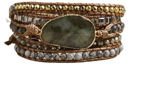 ZOSOJONA Women Wrap Bracelets Boho Natural Stone Jasper Turquoises Strand Bracelet Jewelry Collection