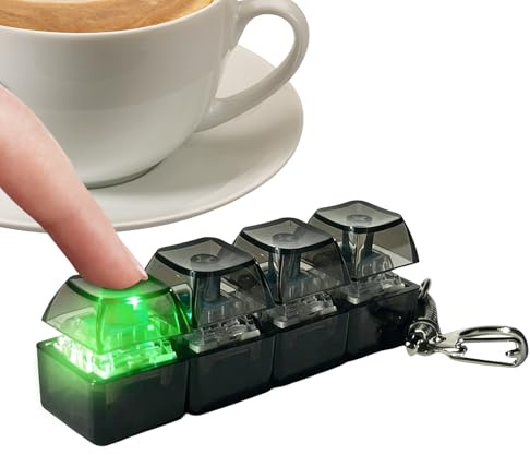 Keyboard Fidget, Stress Comfort Keychain, 2.95 Inches LED Keychain for Bags, Portable Key Press Toy, Mini Gadget Boredom Reduction Tool, Offices Students Friends Family