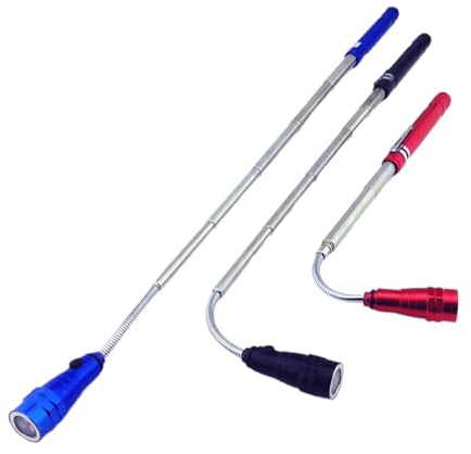 Lampe de poche magnétique extensible - Outil d'enregistrement LED télescopique - Lampe de travail compacte rotative à 360° - Lampe de poche lumineuse - Appareil d'inspection de mécanicien - Appareil