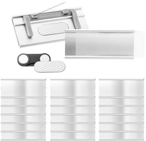Msiud 20 Badges Aimantés 75x35mm Alu Épingle Clip Entreprise Restaurant