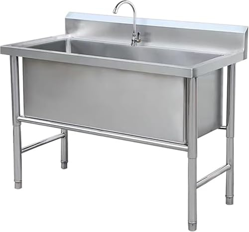 Évier utilitaire commercial en acier inoxydable pour restaurant et cuisine, évier utilitaire sur pied avec kit de vidange pour cafés, garages et service alimentaire (100 cm)