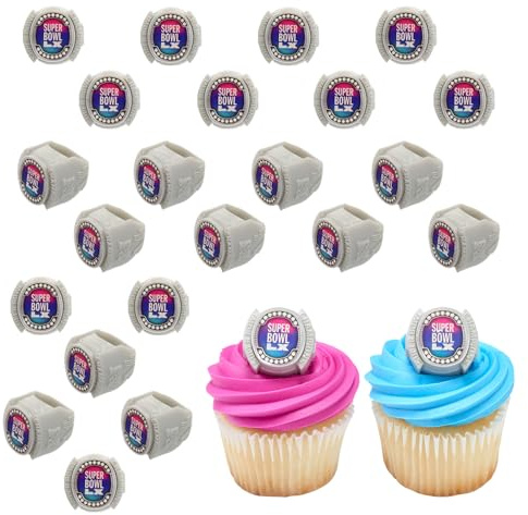 DecoPac NFL Super Bowl LX Rings, Cupcake Decorations, Officially Licensed, Football Rings, Food Safe Cake Toppers – 24 Pack