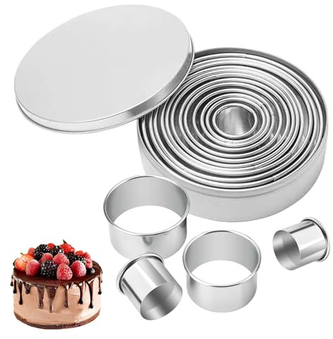 Ausstecher Rund, 12 Stück Edelstahl Ausstechformen, 3 cm-12 cm | Keksausstecher Runde, Donut Ausstecher Ring mit Aufbewahrungsbox,Circle Cookie Cutter,Plätzchen Zubehör für DIY Küche Zubehör