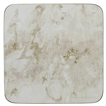 Creative Tops Navy Marble Bedruckte Premium-Getränkeuntersetzer mit Korkboden, 10,5 x 10,5 cm - Grau/Weiß (6er Set)