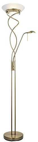 Mother & Child Floor Lamp with Rotary Dimmer, Antique Brass Finish with Opal Glass