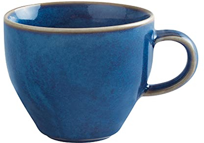 KAHLA Homestyle Milchkaffeetasse 0,30 l atlantic blue orientalisches Geschirr aus Porzellan mit Steingut- und Keramiklook dickwandige Kaffeetasse XL 300 ml rund blau