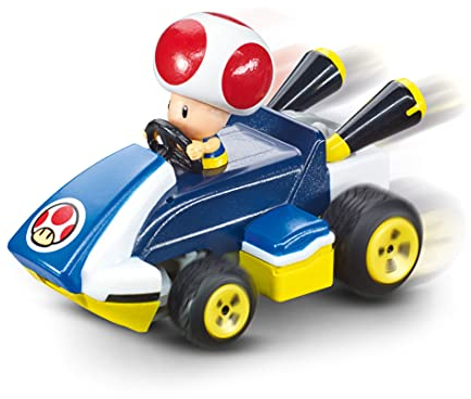 Carrera Mini RC Mario Kart mit Toad I Ferngesteuertes Auto ab 6 Jahren für drinnen & draußen I Mini Mario Kart Auto mit Fernbedienung zum Mitnehmen I Spielzeug für Kinder & Erwachsene