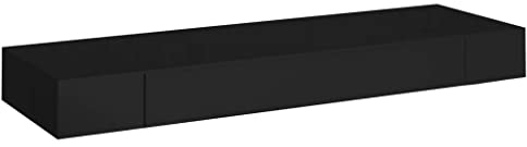 vidaXL Schweberegal mit Schublade Freischwebend Wandboard Wandregal Hängeregal Bücherregal Regalbrett CD DVD Regal Wandschrank Schwarz 80x25x8cm