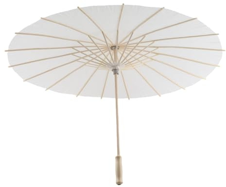 Tyenaza Mini Sombrilla de papel blanco 60cm Diameter Opening, Paraguas Hecho a Mano, sombrilla decorativa para bodas, favores de fiesta, sombra de verano (Diameter Opening 60cm)