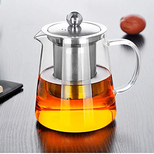 Vaso cuadrado de vidrio resistente al calor para tetera con infusor perfecto para té y café (450 ml)