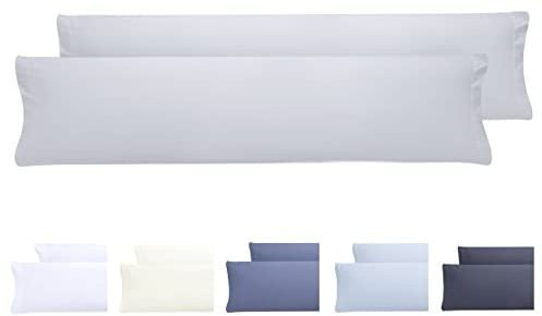 Kissenbezüge, extra weiche Mikrofaser, hypoallergen, Set mit 2 Kissenbezügen 135X40 cm Hellgrau