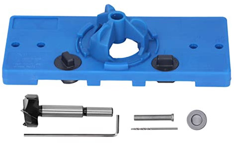 ABS Hinge Hole Saw Jig Kit Concealed Hinge Drilling Tool for Kitchen Cabinet Door Hinges Inset(Blue)