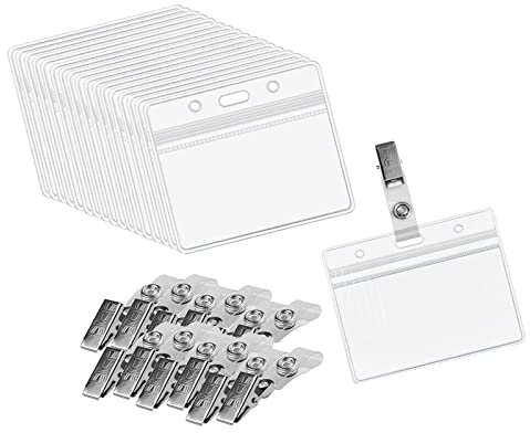 MYSUNBAR Transparent Namensschilder 30 Stücke Kunststoff Abzeichenhalter Namensschild Hülle Ausweishülle mit Clip Kunststoff Namensschilder Ausweishalter Clip mit Transparent Gürtel Gürtelclip