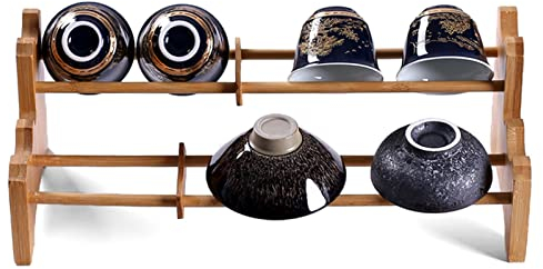 DOGOU Tassenhalter Holzbecherhalter für Teetassen, 2-stufige Kaffeetassen Lagerregal für Küche/Weinschrank, Grosse Kapazität Hält 10 Tassen