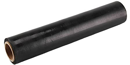 Rouleau de film étirable transparent et résistant pour palettes - 20 µm d'épaisseur - Pour emballage industriel et bagages - Emballage de meubles - Rouleau de film étirable (400 mm x 250 m, noir, 1)