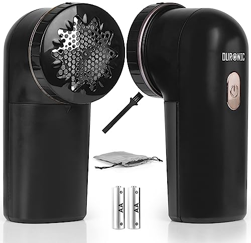 Duronic FS22 BK Quitapelusas eléctrico recargable con cable | 2 alturas | Bolsa de almacenamiento | Reacondiciona y recicla la ropa | Prendas de vestir como nuevas | Sostenible | Color negro