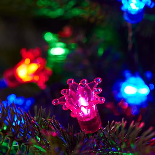 Lights4fun - Ghirlanda di luci LED da 30 m con 300 luci retrò per albero di Natale, accoppiabile, per interni ed esterni, multicolore, alimentata elettricamente, ghirlanda luminosa per esterni