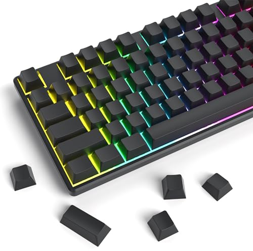 Owpkeenthy - PBT Keycaps Set, Custom Cherry Profile 1.5mm Thickness, ANSI ISO, Minimalist, for Mechanical Keyboard 60% 65% 75% Full-Size MX Switches, Blank Black