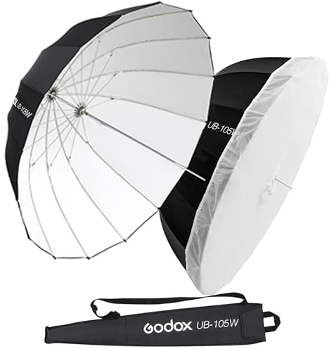 Godox 41.3 / 105cm Parabolic Deep Reflective Umbrella White Inner Studio Soft Light Umbrella with Withe Diffuser Cover for Photography Video Studio Shooting