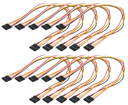 sourcing map Female to Female 5Pin Breadboard Jumper Wire 2.54mm Pitch Single Row Ribbon Cable 30cm Long Breadboard Ribbon Cables for Breadboard Electronic Projects Pack of 10,Multicolored