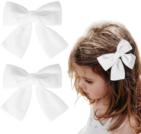 Lilbitty 2 Stücke Haarspange mit Schleife, Damen Haarschleifen, französische große Schleife, Haarspangen, Haarspangen für Frauen, Weiß