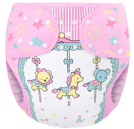 Littleforbig Washable Adjustable Reusable Waterproof Cloth Adult Diaper Wrap Cover One Size - Little Circus