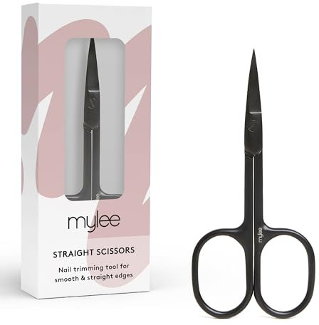 Mylee forbici per unghie professionali, eleganti, nere opache in acciaio inox, per tagliare con precisione i bordi e creare forme dritte