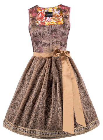 Generisk harmony dam midi Dirndl CLAIRE MISTY BRAUN: Traditionell klänning med traditionell kjol och dirndl-förkläde för oktoberfest och speciella tillfällen, BRUN, 40