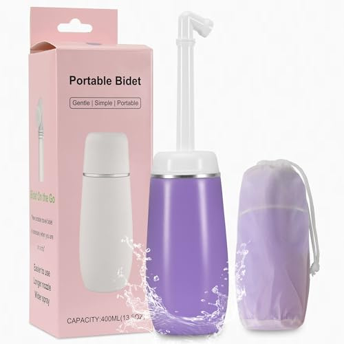 Milifox Reise Bidet,400ml Auslaufsichere Mobiles Tragbares Bidet,Podusche Persönliche Reinigung für Frauen Männer,Peri Bottle für Perineal Care,Postpartum Reinigung(Lila)